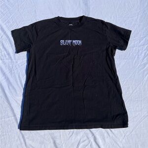 Black Graphic T-shirt with Purple Images